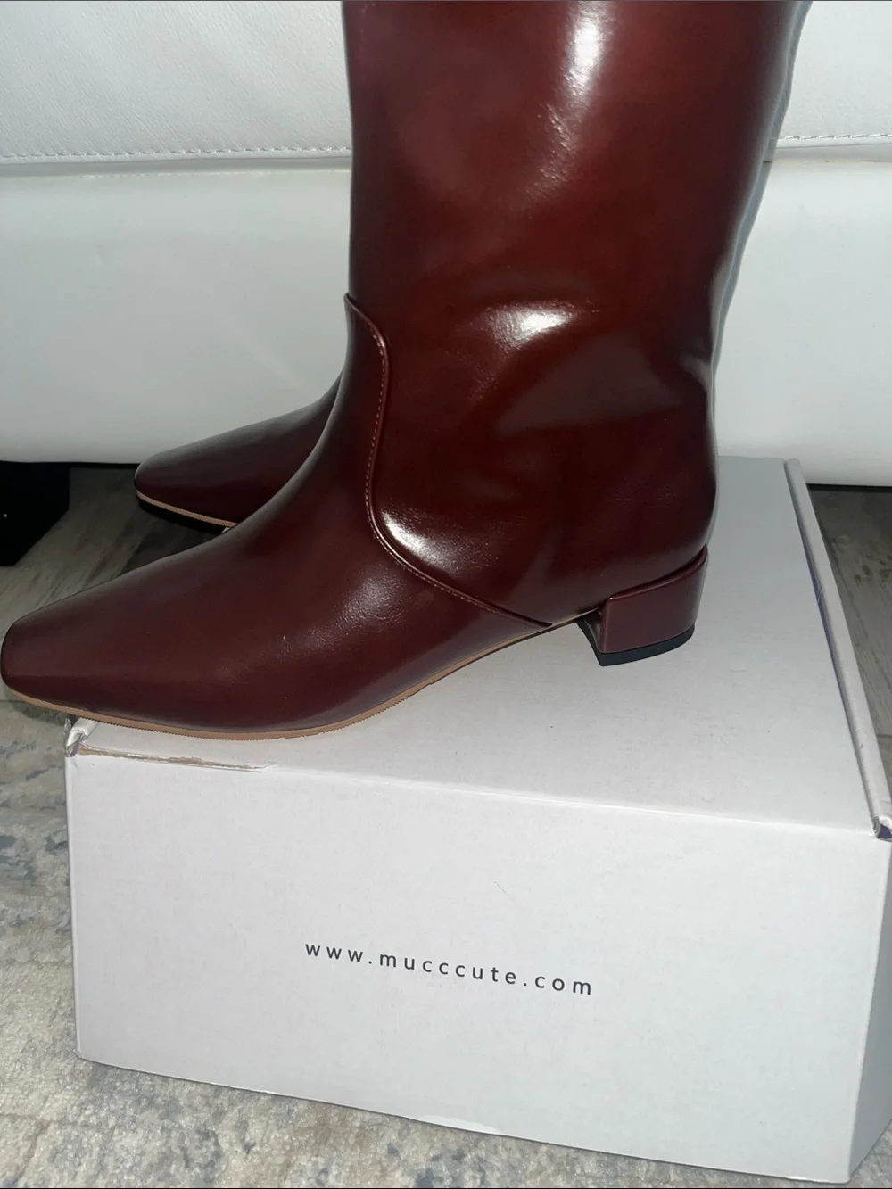 Women's Over-the-Knee Leather Boots in Bordeaux